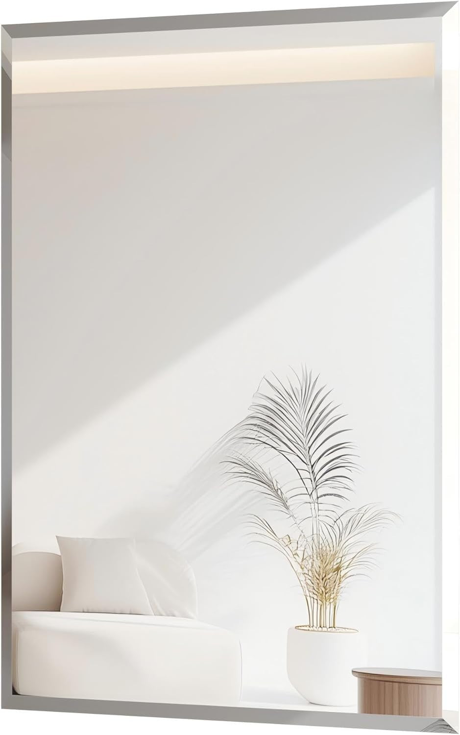 Frameless Rectangular Wall Mirror 70x50cm Beveled Glass Vanity