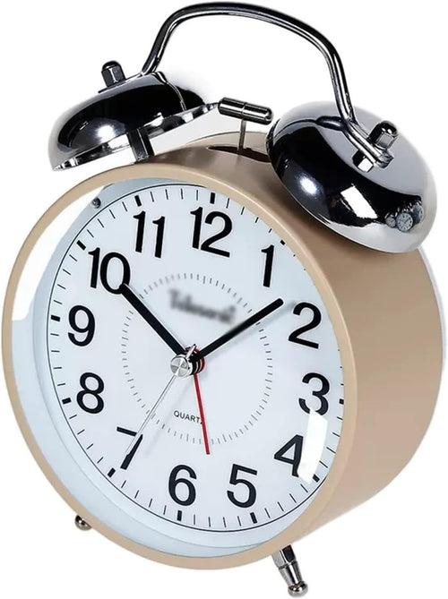 4.5 Inch Metal Twin Bell Alarm Clock Loud Silent Non Ticking Backlight