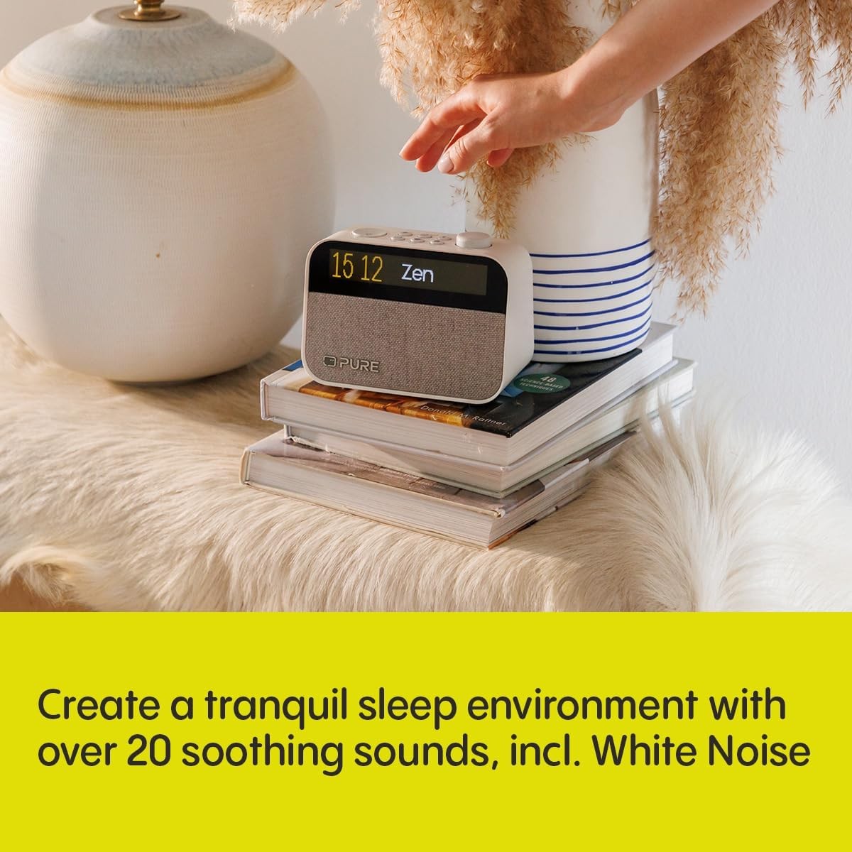 White Bluetooth Alarm Clock DAB FM Radio White Noise Wake Light Bedside