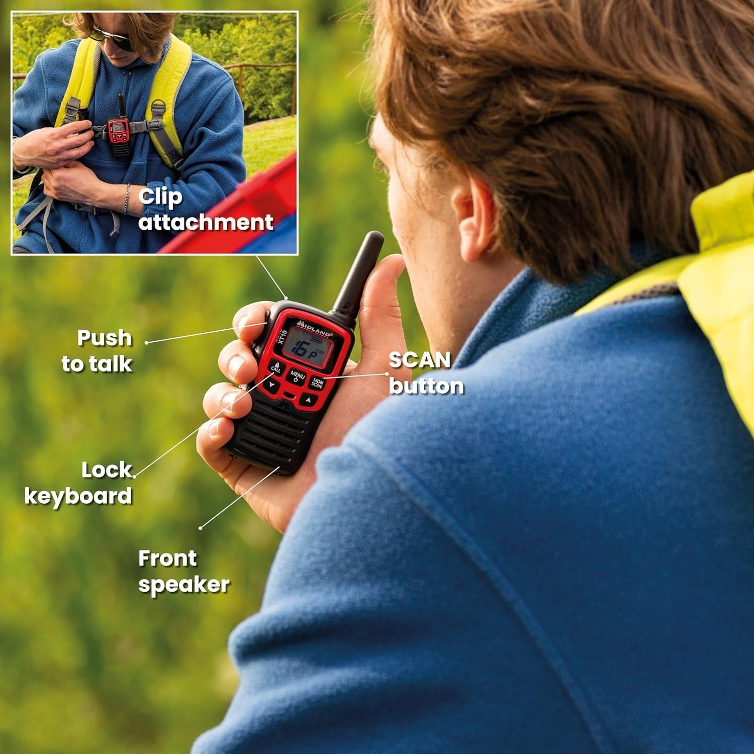 Family Walkie Talkies PMR446 Long Range VOX 16 Channel 2 Pack Red