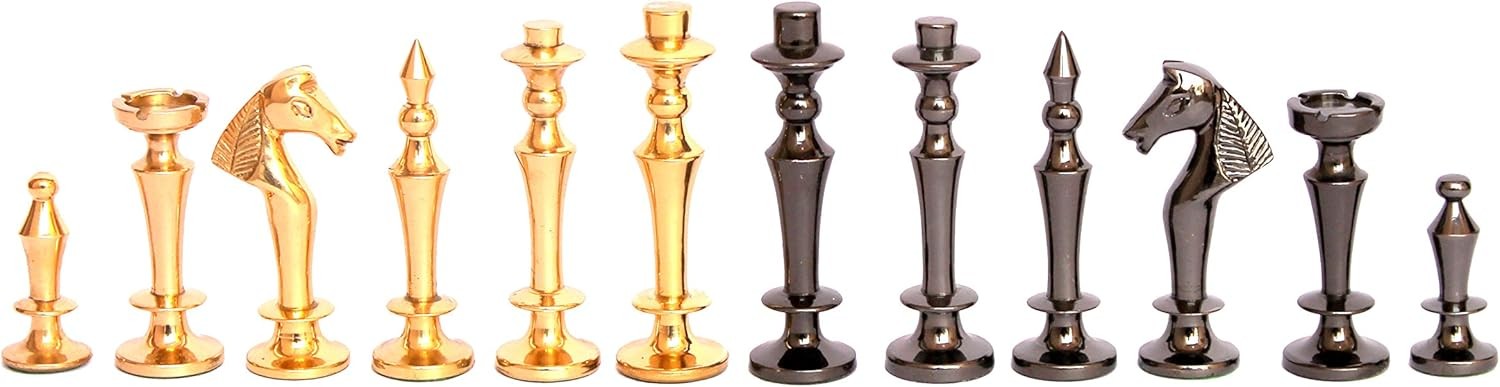 15" Green Marble Chess Set | Handcrafted Stone Board & Brass Pieces | Luxury Gif