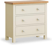 Cream Oak Top 3 Drawer Chest Solid Wood Bedroom Storage Unit Assembled