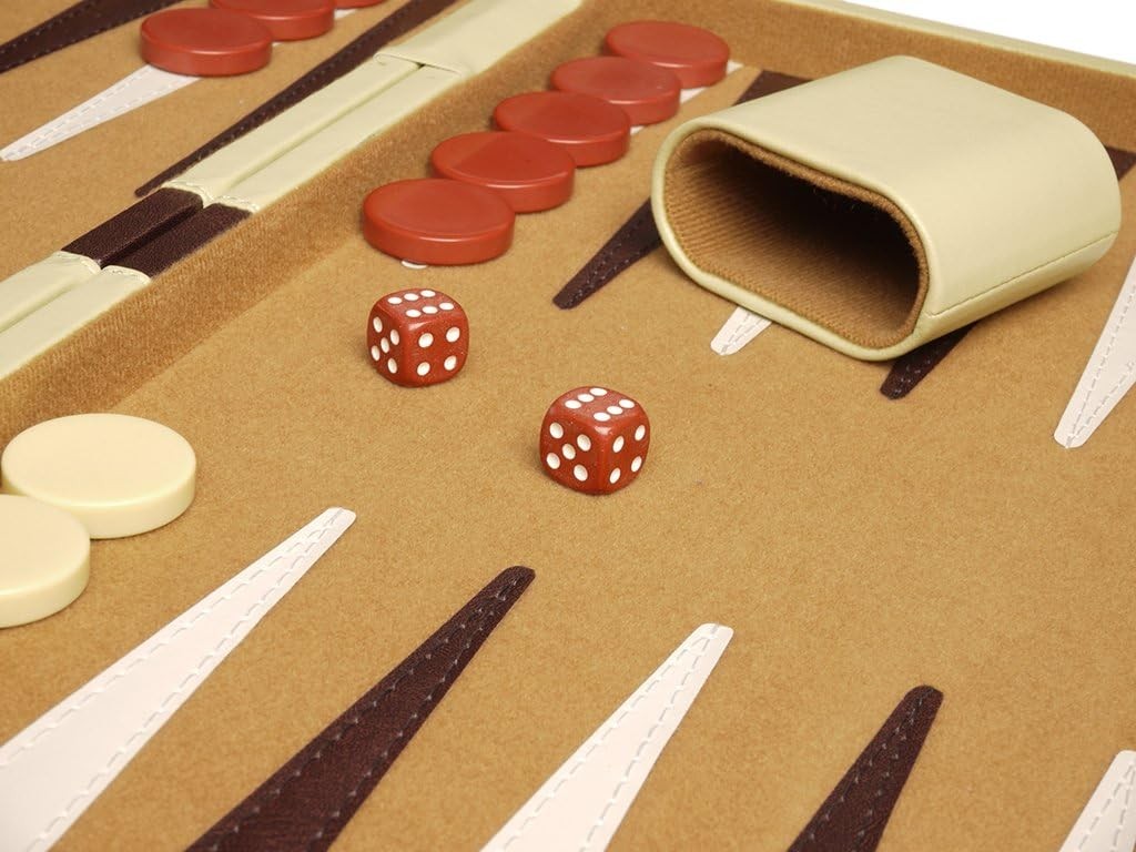 Deluxe Backgammon Set 15x10 Leatherette Folding Board Luxury Strategy Game