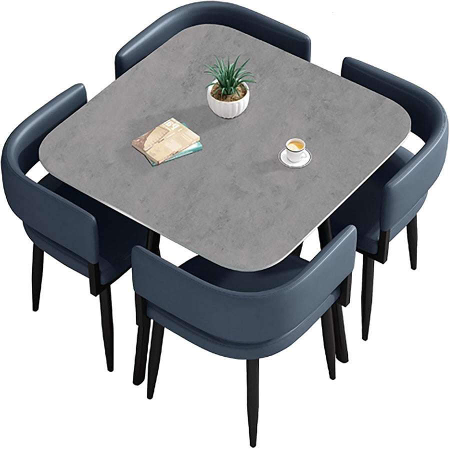 Square Office Meeting Table Set for 4 – 80cm Slate Top Space-Saving Design