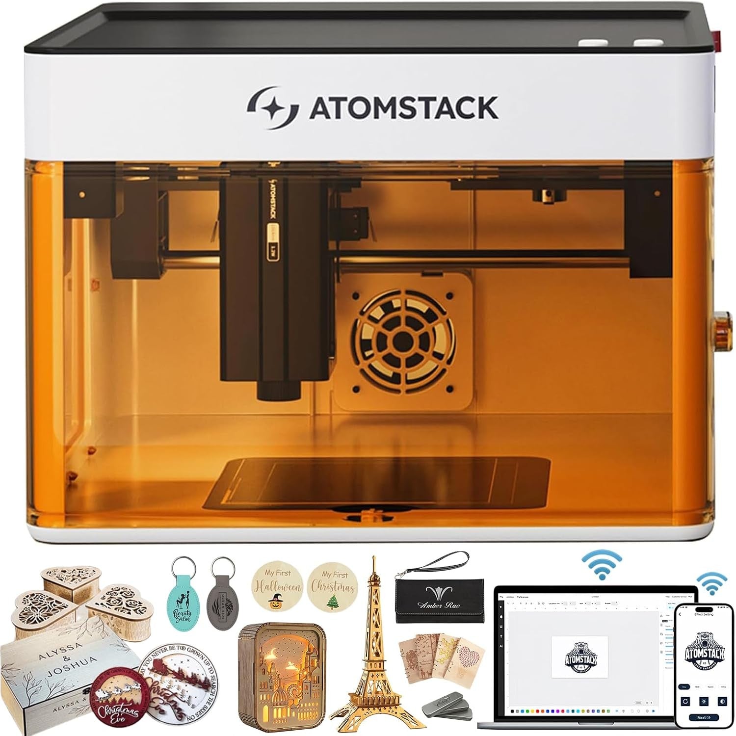 Enclosed Laser Engraver 5W Desktop Cutter 110×110mm Wood Leather DIY