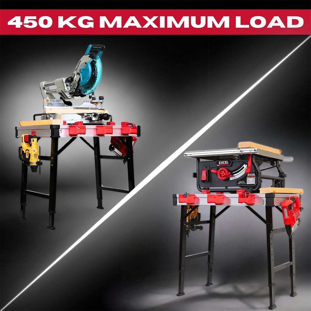Foldable Workbench Adjustable Height Heavy Duty Table with Clamping System