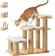 Solid Wood Dog Stairs 20in Pet Ramp with Cat Scratching Post