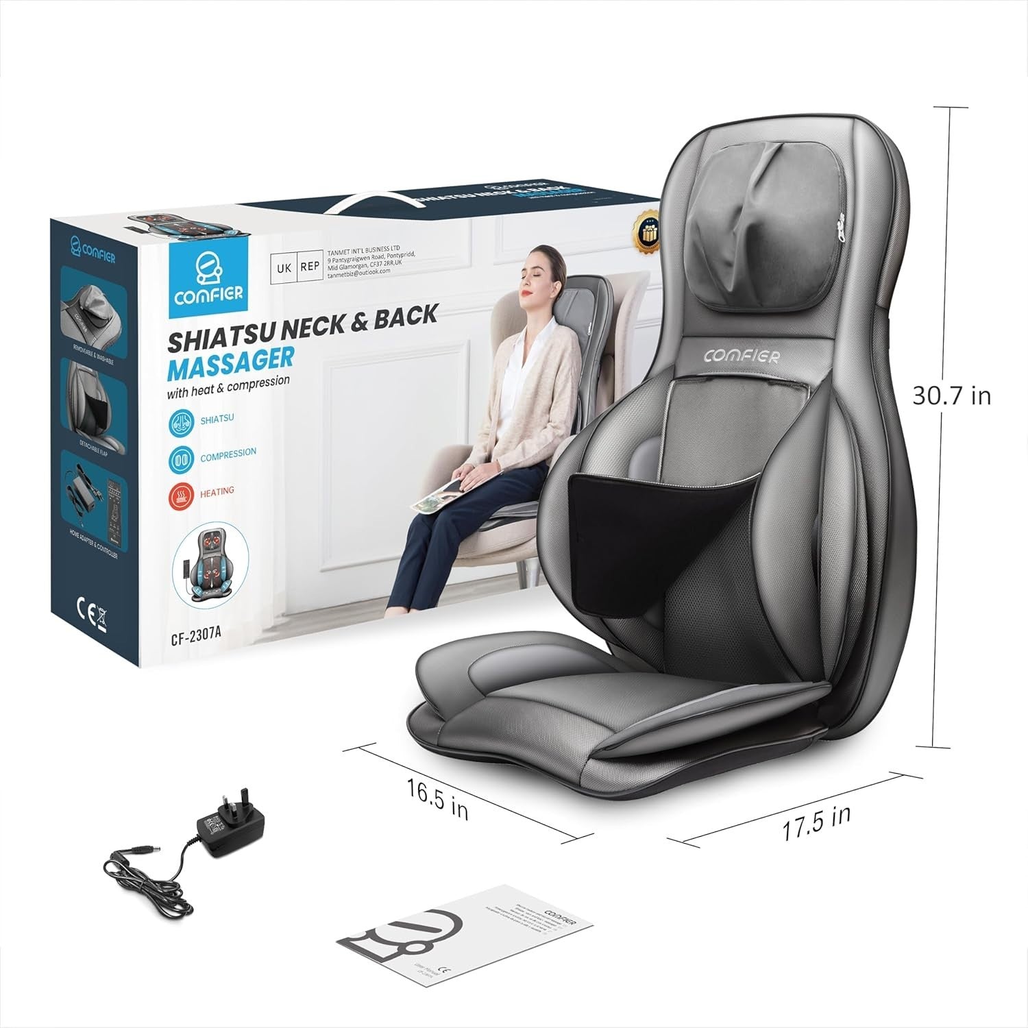 Full Body Heated Shiatsu Massage Chair Pad with Vibration & Compression