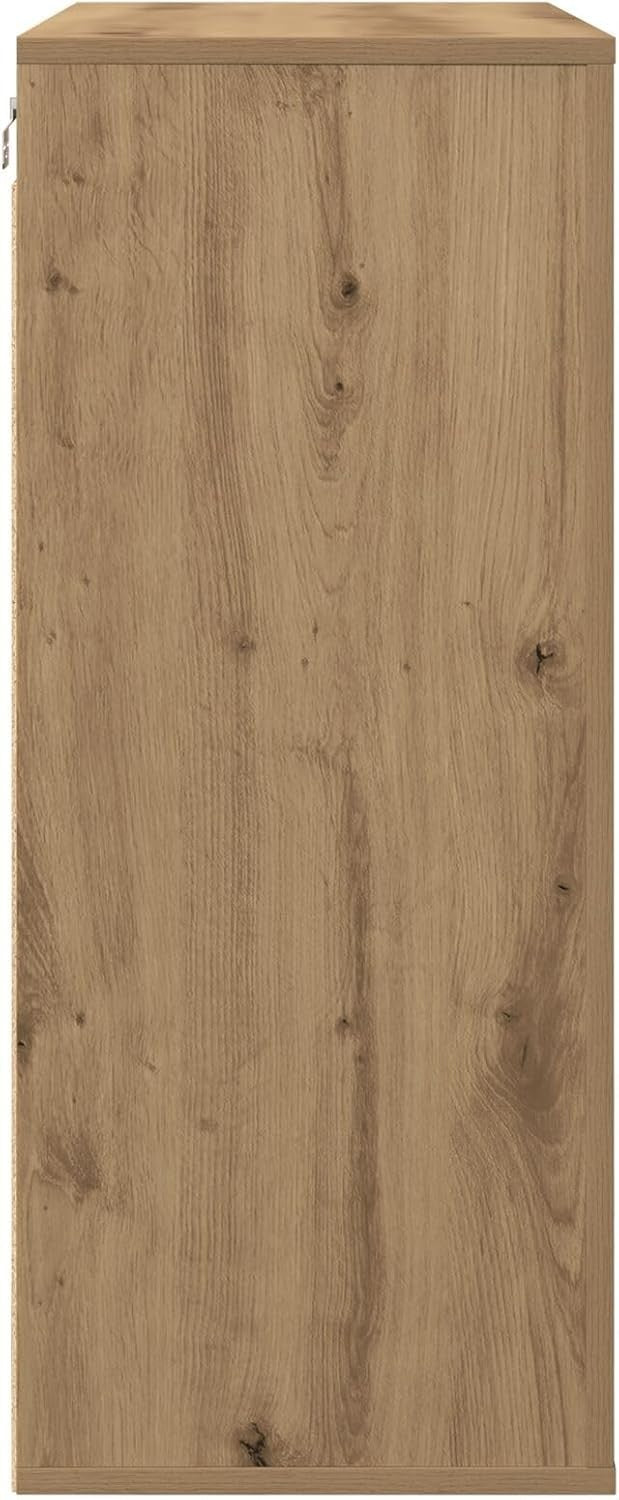 Medium Oak Storage Cabinet with Dual Doors & Spacious Shelf - Easy Assemble