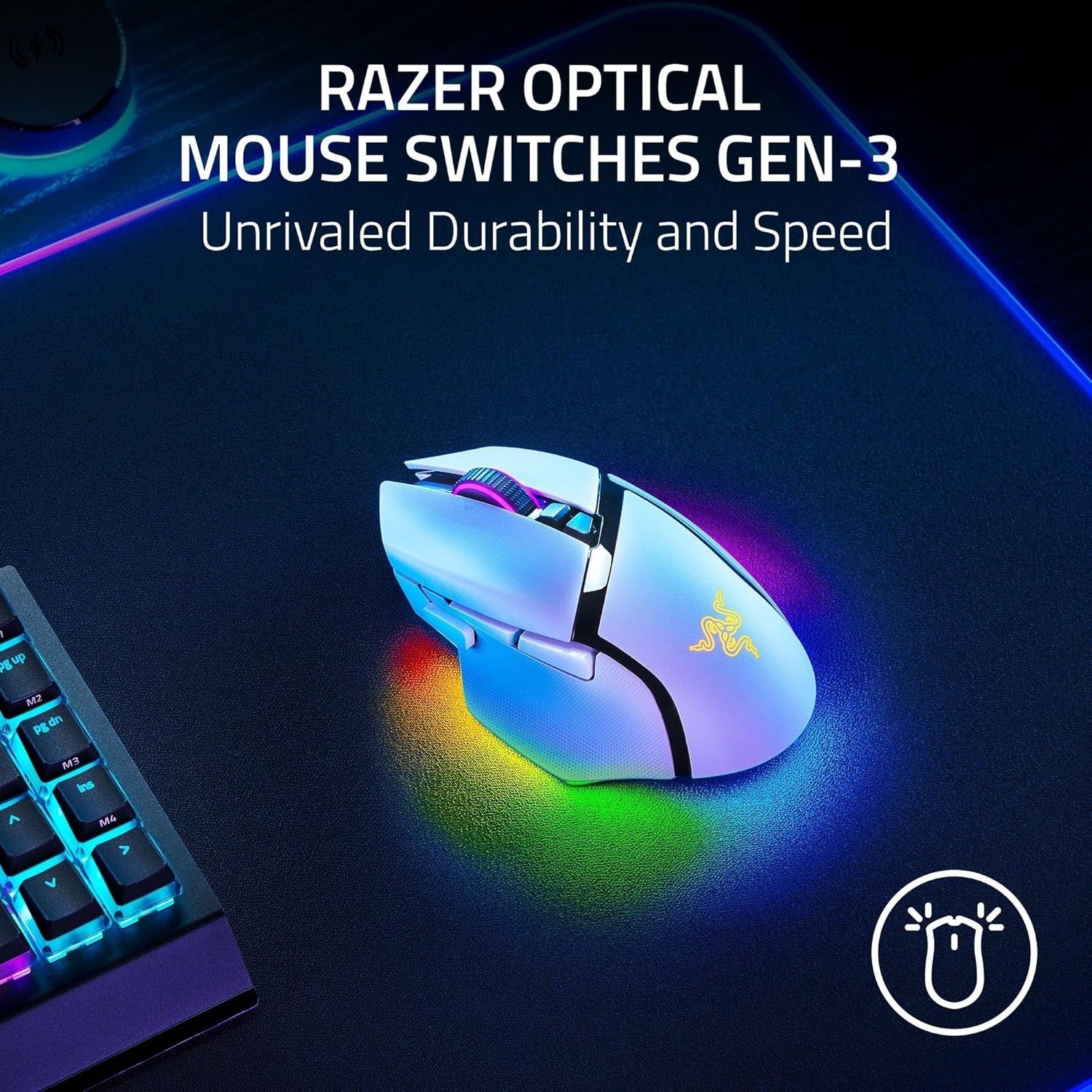 Pro Wireless Gaming Mouse 30K DPI RGB Tilt Wheel 11 Button Ergonomic White