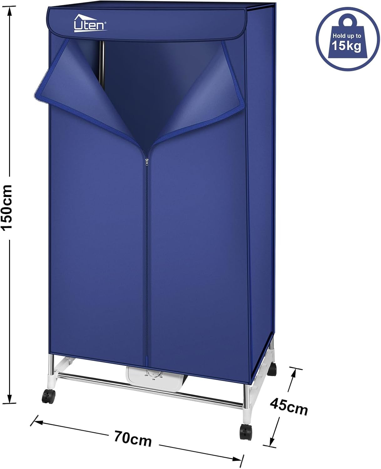 Electric Clothes Dryer 1500W Warm Air Drying Wardrobe 15kg Indoor