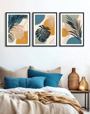 3Pcs EDEN Floral Abstract Wall Art – Pink & Green A3 Prints Home Decor
