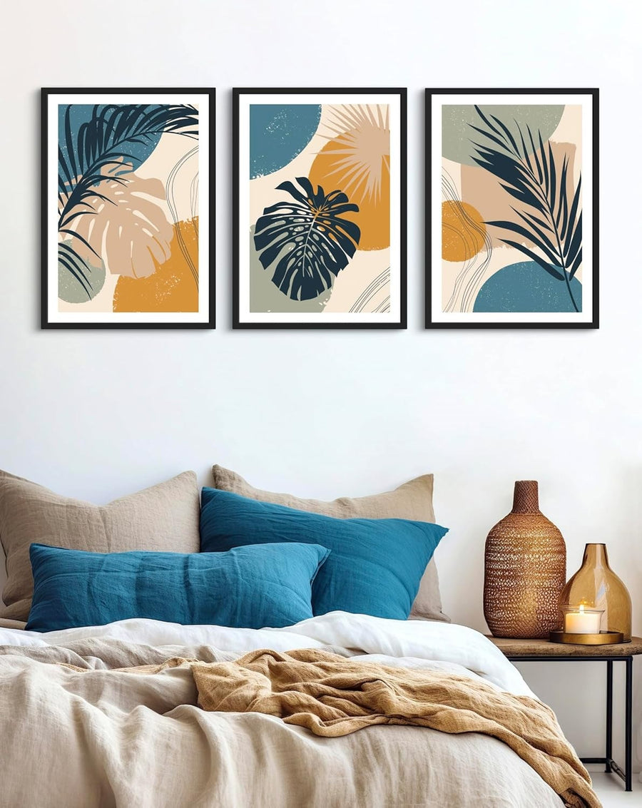 3Pcs EDEN Floral Abstract Wall Art – Pink & Green A3 Prints Home Decor
