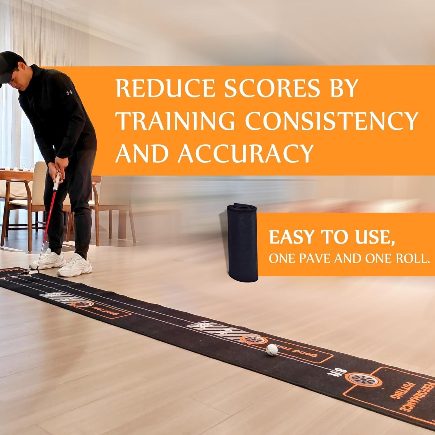 Indoor Golf Putting Mat 10ft Alignment Trainer Non Slip Practice Green