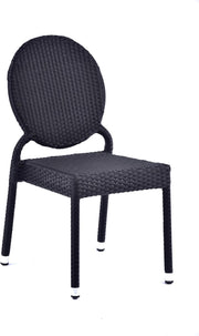 Black Rattan Side Chair Stackable Round Back Garden Patio Dining Seat