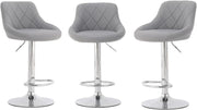 Set of 3 Adjustable Swivel Bar Stools – Grey L-Shape