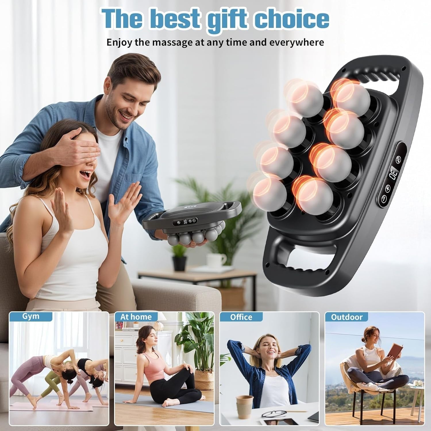 8 Head Deep Tissue Massage Gun 30 Levels 16 Speed Muscle Pain Relief