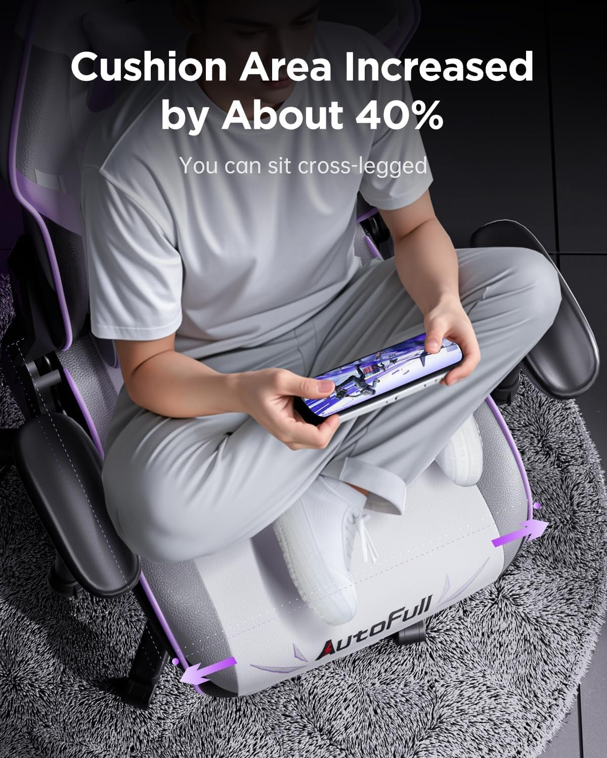 Ergonomic Gaming Chair Wide Seat Footrest Recliner White