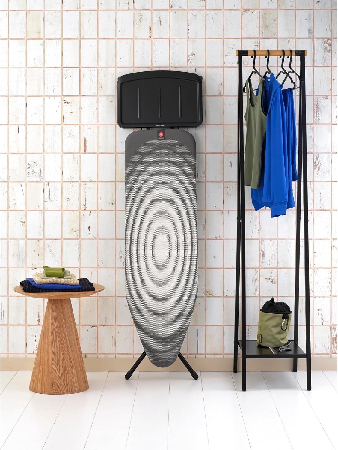 Extra Large Ironing Board with Steam Iron Holder Adjustable Height Oval