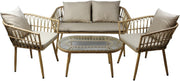 4PC Rattan Sofa Set Outdoor Garden Patio Lounge Chairs Table Cushions Cream
