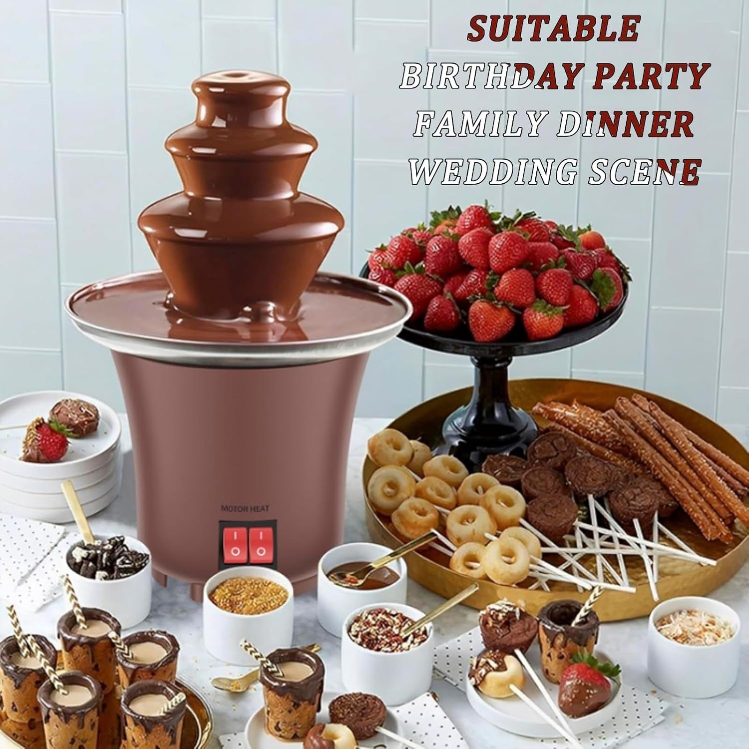 3 Tier Chocolate Fountain Machine Electric Fondue Tower 65W