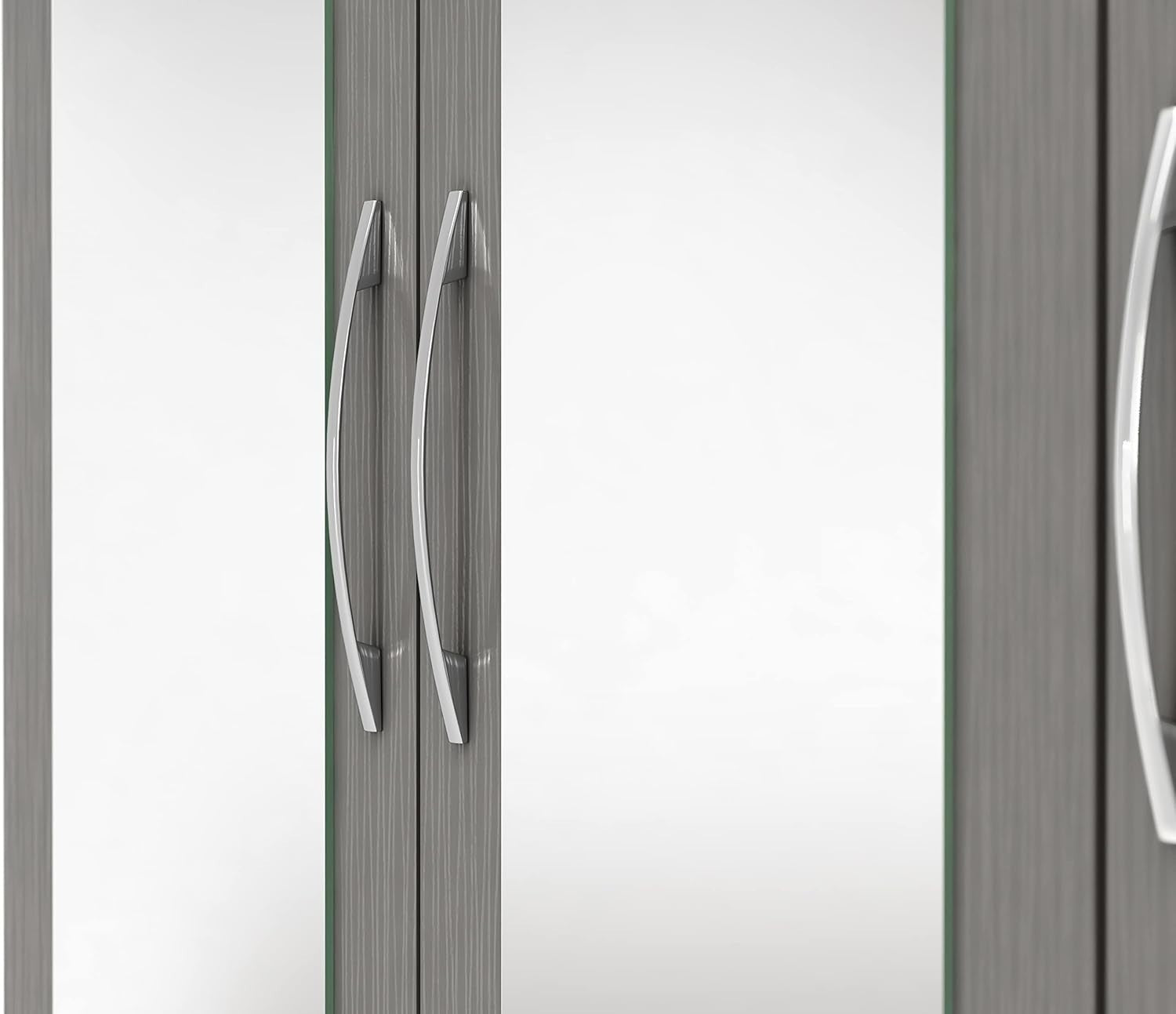 Modern 4 Door 2 Drawer Grey Wardrobe with Mirror & Spacious Storage