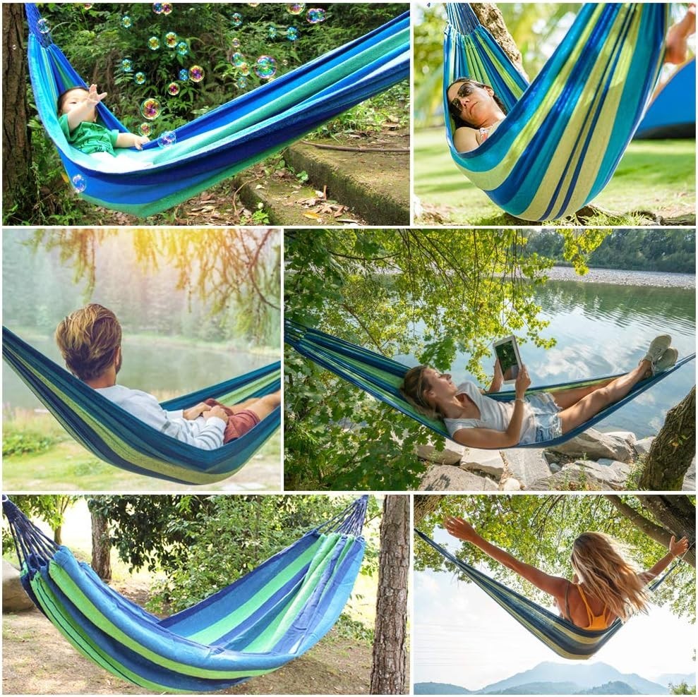 Portable Outdoor Cotton Camping Hammock, 210x150cm, 300kg Load, Easy Setup