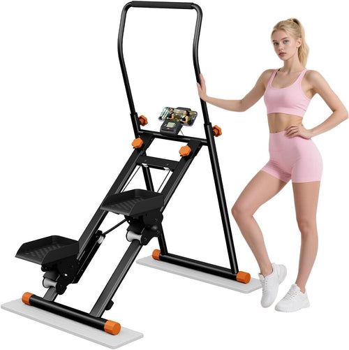Foldable Vertical Stair Climber w/ Adjustable Pedals, Handlebar & LCD Monitor