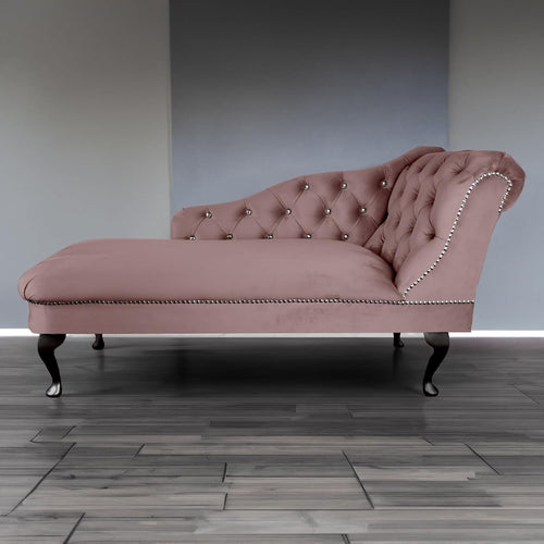 Heather Velvet Chaise Lounge Sofa | Right Hand Tufted Seat for Bedroom