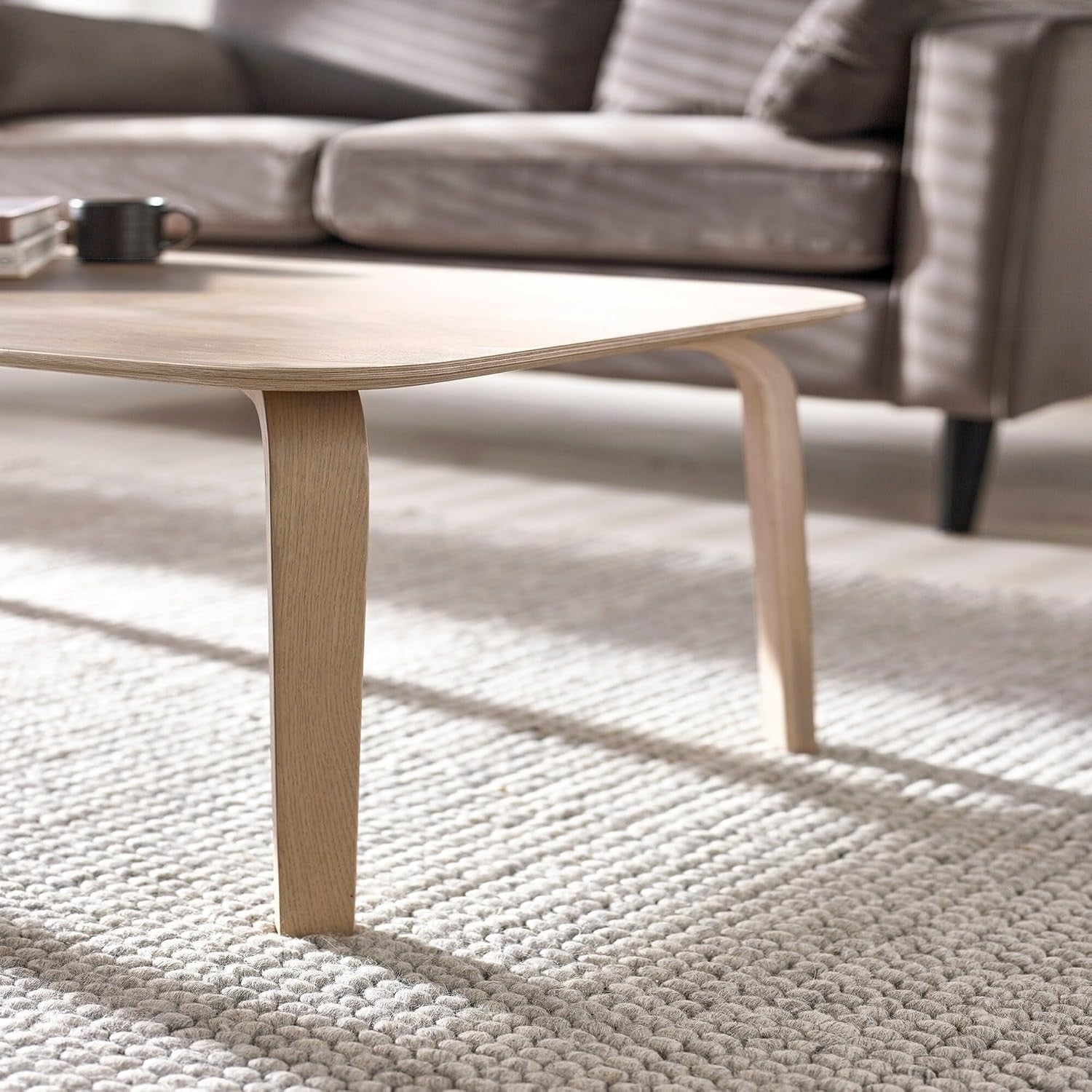 Rectangular Oak Coffee Table, Scandinavian Style, Beige 100x60x40cm