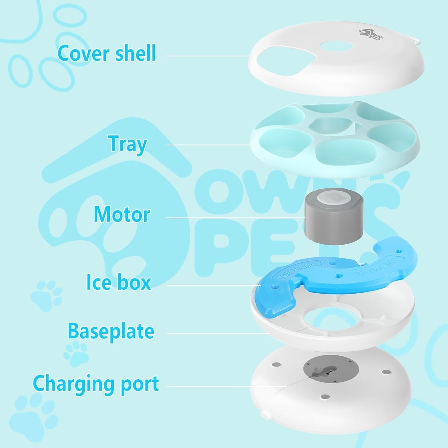 Automatic Pet Feeder Wet Dry Food Timer 6 Meal Rechargeable Ice Packs