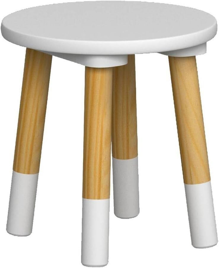 Kids Wooden Round White Table & 4 Chair Set, Durable Toddler Activity Desk
