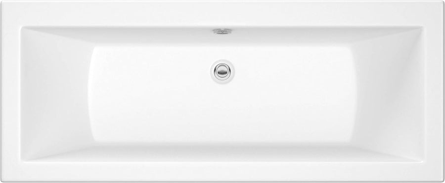 1700x750mm Double Ended Square Bath White Gloss Acrylic Adjustable Feet