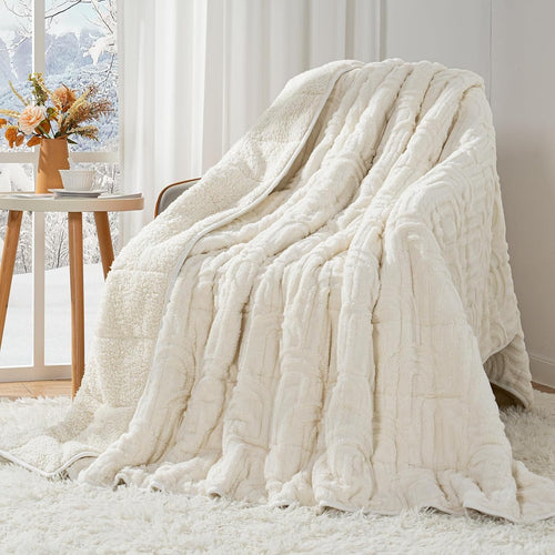 Khaki Sherpa Weighted Blanket 15lbs Queen 60x80 Cozy Sleep