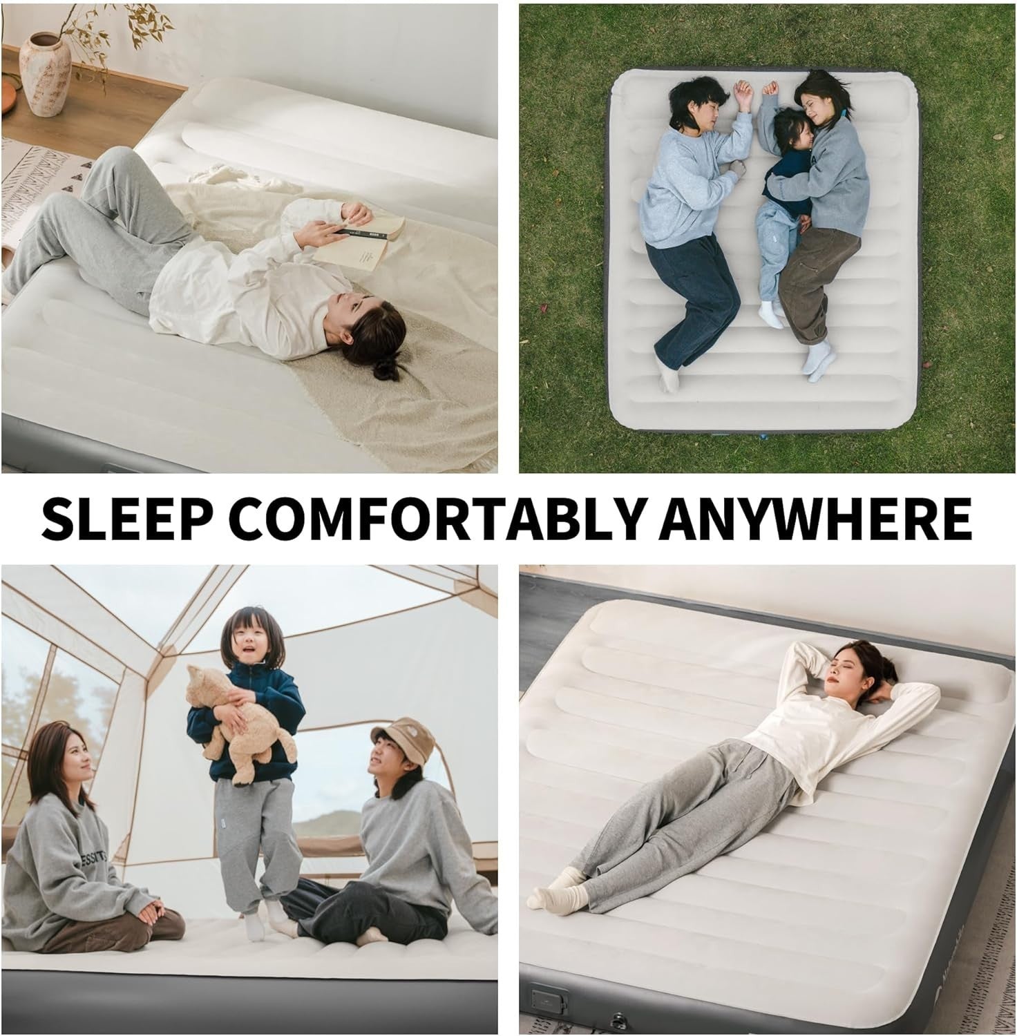 Double Inflatable Air Mattress with Built-In Pump 200x150x25cm – Camping & Guest