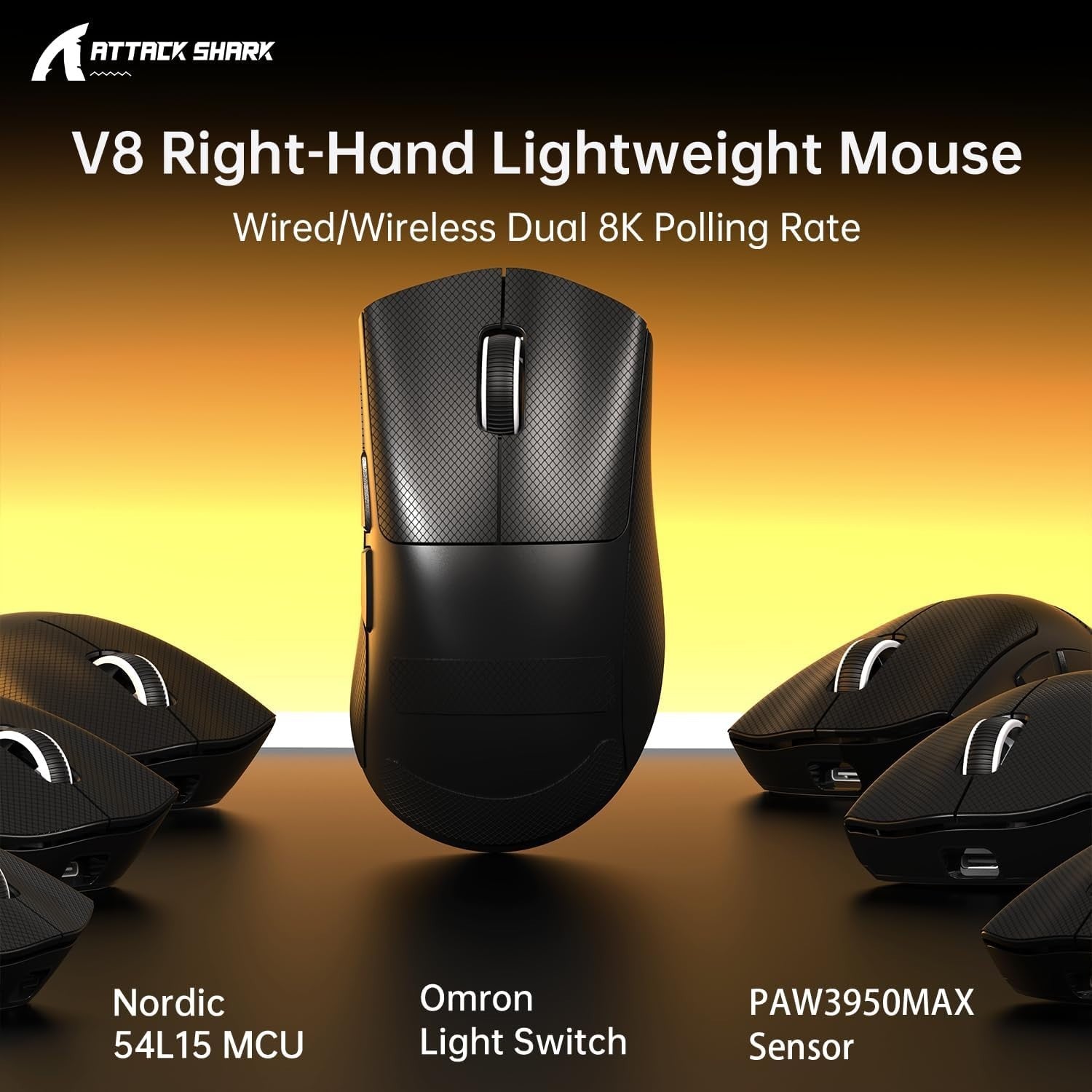 8K Wireless Gaming Mouse 59g Ultra-Light Tri-Mode Grip Edition