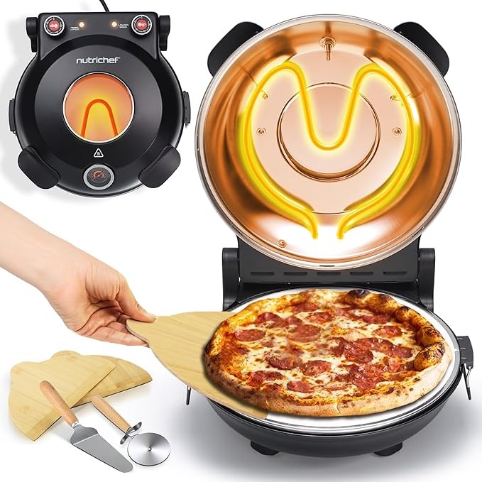 Electric Pizza Oven 30cm Non-Stick Stone 425°C Countertop Cooker 1200W
