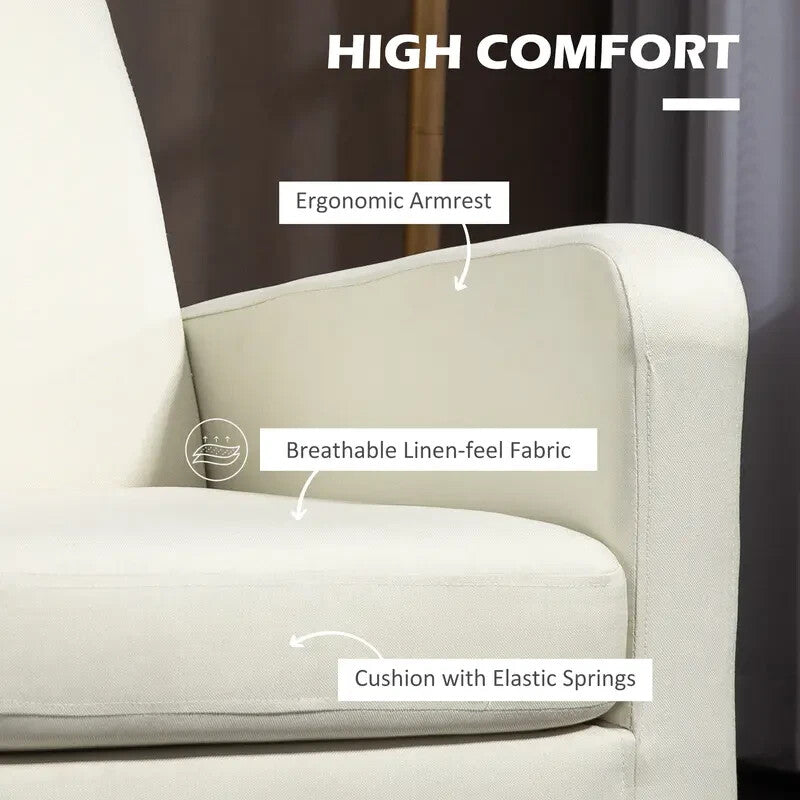 Cream Accent Armchair Upholstered Lounge Chair for Bedroom or Living Room