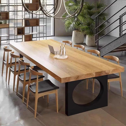 Solid Wood Rectangular Conference Table Large 6–10 Seat Meeting Desk