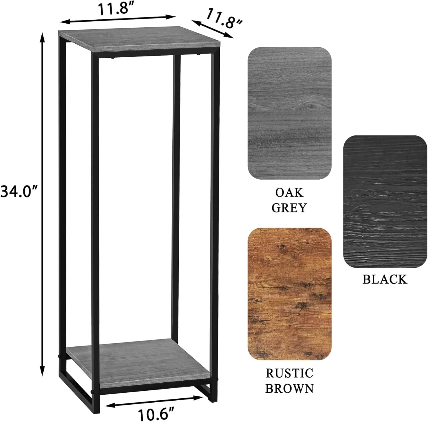 34" Tall 2 Tier Modern Plant Stand Oak Grey Indoor Corner Flower Pot Shelf