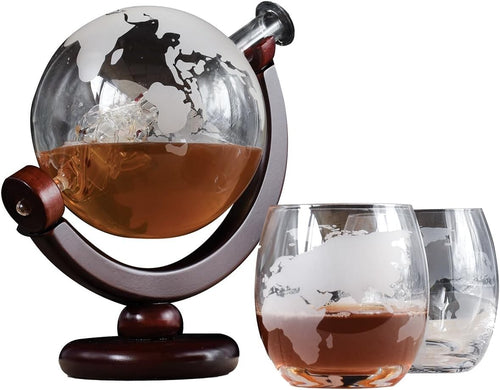Globe Whisky Decanter Set with Tumblers | 1L Nautical Design Gift Set