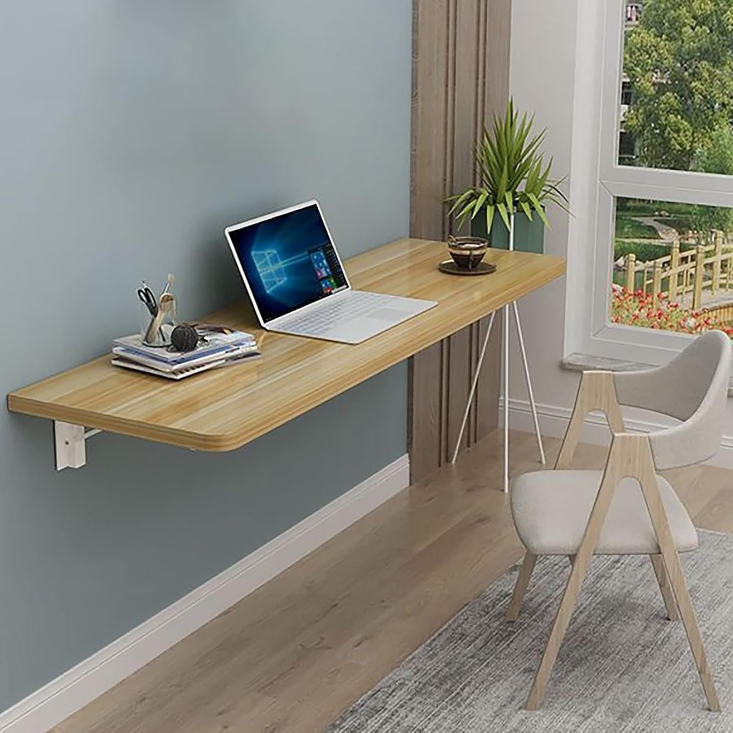 Wall-Mounted Folding Desk 50x50cm Space-Saving Drop-Leaf Table for Home Office