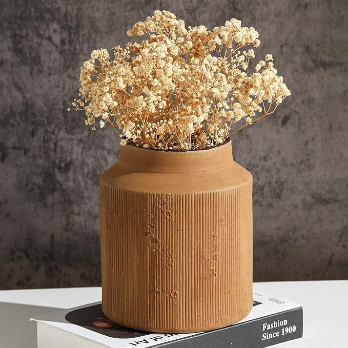 Rustic Farmhouse Ceramic Vase 7in Vintage Terracotta Table Home Décor