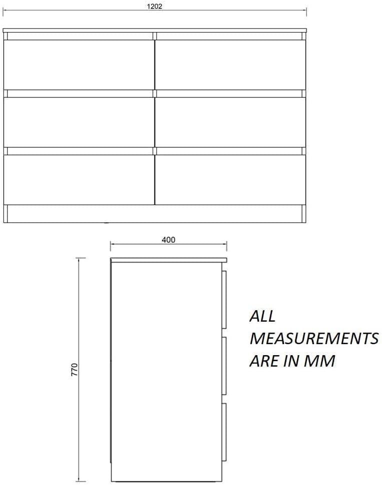 6 Drawer Chest White Storage Unit – Scratch Resistant, Bedroom & Office Use