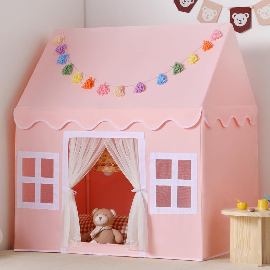 Kids Princess Play Tent with Mat Indoor Fairy Tale Playhouse Gift