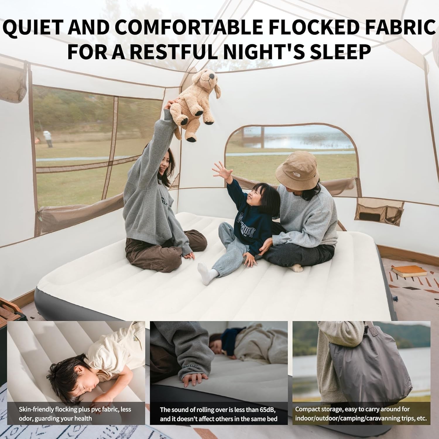 Double Inflatable Air Mattress with Built-In Pump 200x150x25cm – Camping & Guest