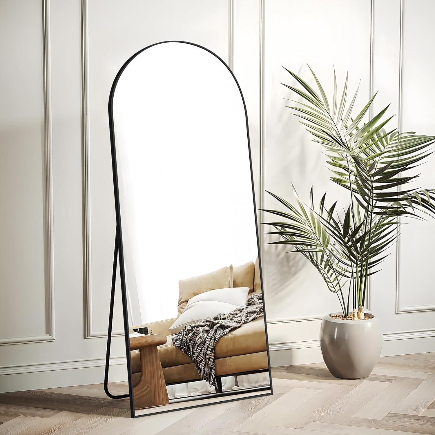 Large Arch Wall Mirror 165x60cm Black Frame Full Body Leaning Floor Mirror