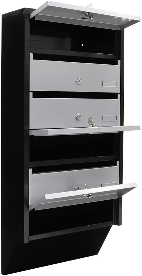 Wall Mounted 6 Slot Mailbox System – Lockable, Steel, Slim Space-Saving Design