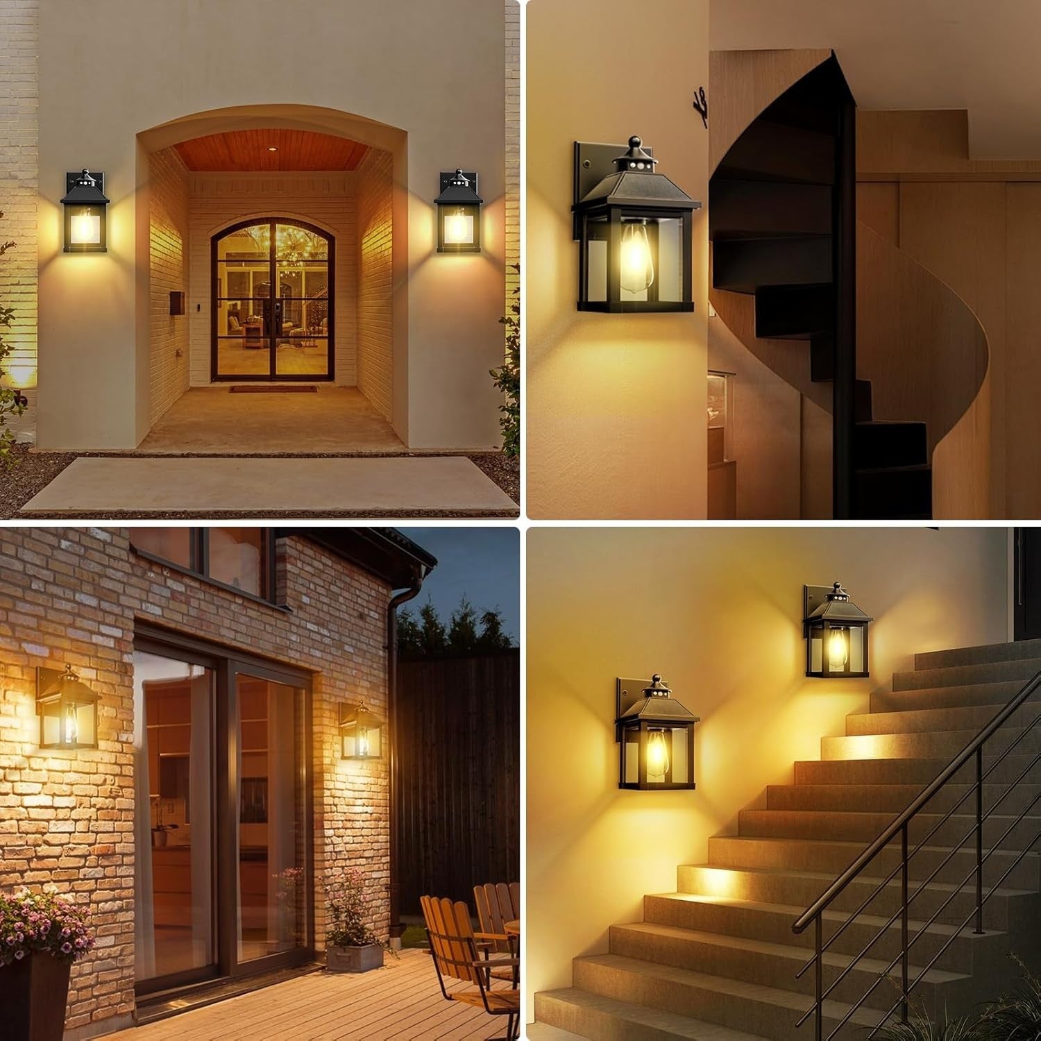 Solar Wall Lantern Lights 2 Pack Motion Sensor Outdoor IP65