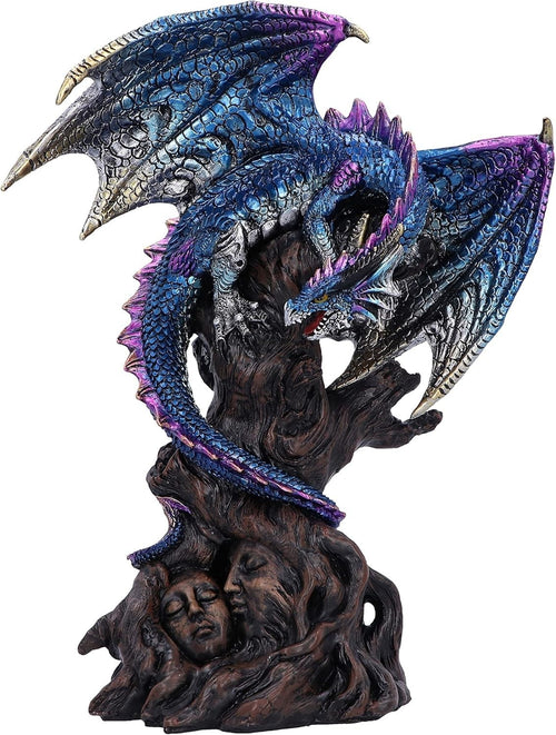 Fantasy Dragon Figurine 27.5cm Resin Gothic Sculpture Hand-Painted Home Decor